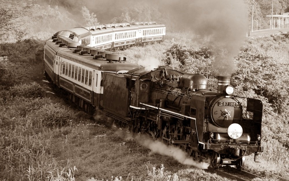 Amazon.co.jp: 絵画風 壁紙ポスター （はがせるシール式） 蒸気機関車