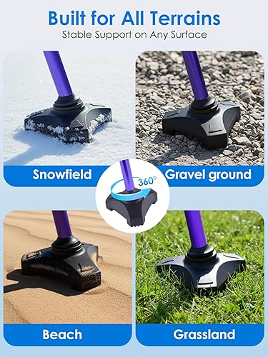 Miniatura 6 de Adjustable Walking Cane for Women & Men for Stability, Self Standing Cane with Second Handle for Standing, 350lbs Heavy Duty Foldable Collapsible