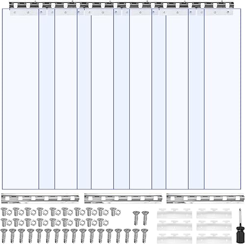 VEVOR Cortina de Tiras de PVC Transparente, 80 pulgadas de Altura x 36 pulgadas de Ancho x 0.08 pulgadas de Grosor, 6 PIEZAS Tiras de Cortina para