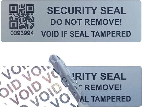 200pcs Security Void qrcode Stickers with Serial Number Tamper Proof Evident Sealing Label for Package2x0.6 inches,Matte Silver