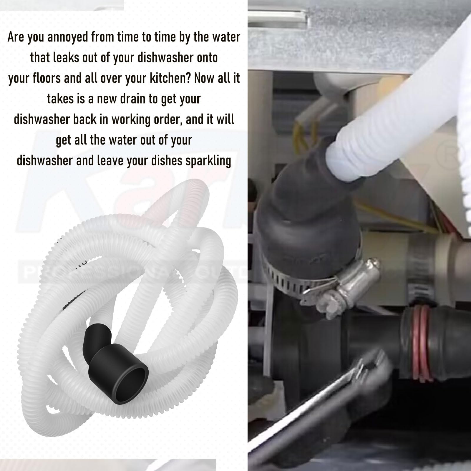 807117001 Manguera de drenaje para lavavajillas compatible con lavavajillas Frigidaire y Electrolux, reemplaza AP5806794 PS9494138