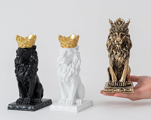 Miniatura 5 de Decoración de estatua de león de corona, decoración de escritorio de oficina para hombres, regalo de Leo, decoración de estatua de león para el