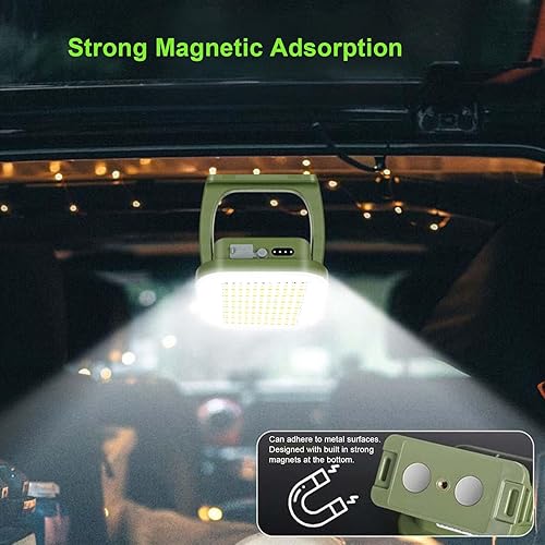 Miniatura 2 de 165LED 1800LM Solar Portable Camping Light, Luz de inundación LED portátil recargable, IP65 a prueba de agua magnética para reparación de emergencia