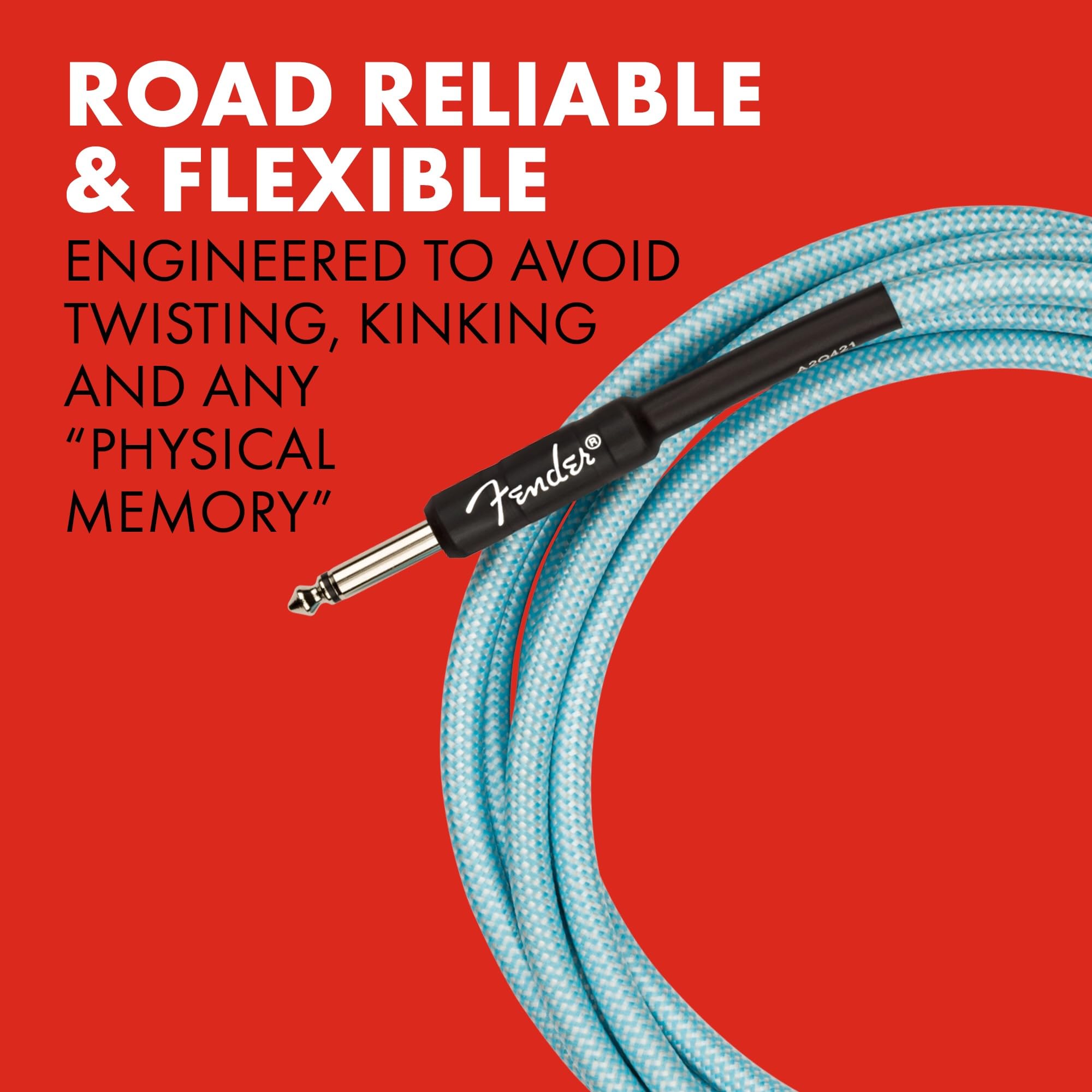 Fender Professional Series Tweed Instrument Cable, 10', Daphne Blue