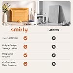 SMIRLY Bamboo Cutting Boards for Kitchen - Wood Cutting Board for Meal Prep, Serving, Charcuterie - Kitchen Gadgets, House Warming Gifts - Wooden Chopping Board Set of 3 with Holder - Natural Bamboo