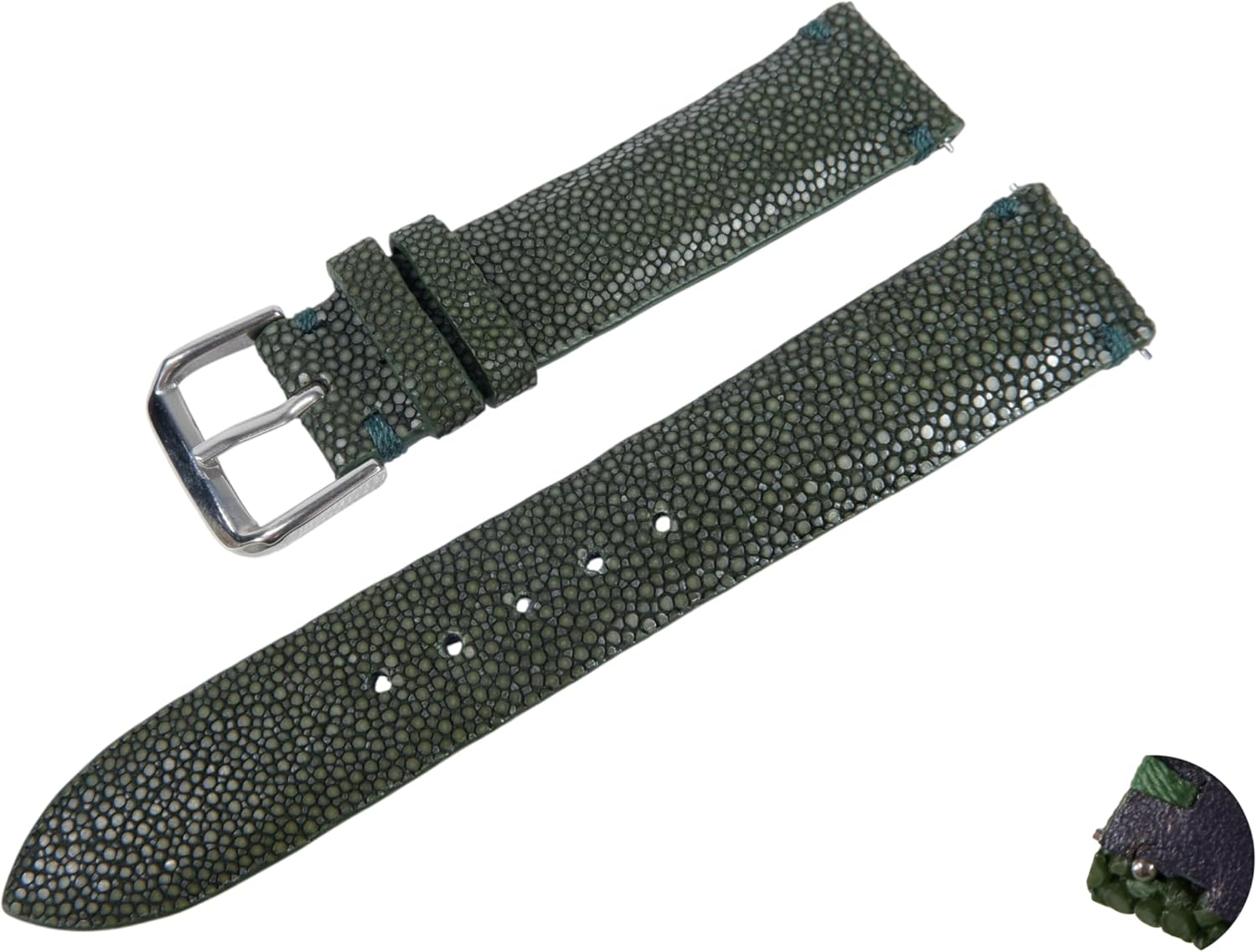 Pelgio Genuine Polished Stingray Skin Leather Quick Release Women's Watch Strap Band with Buckle 12 mm. 14 mm. 16 mm.
