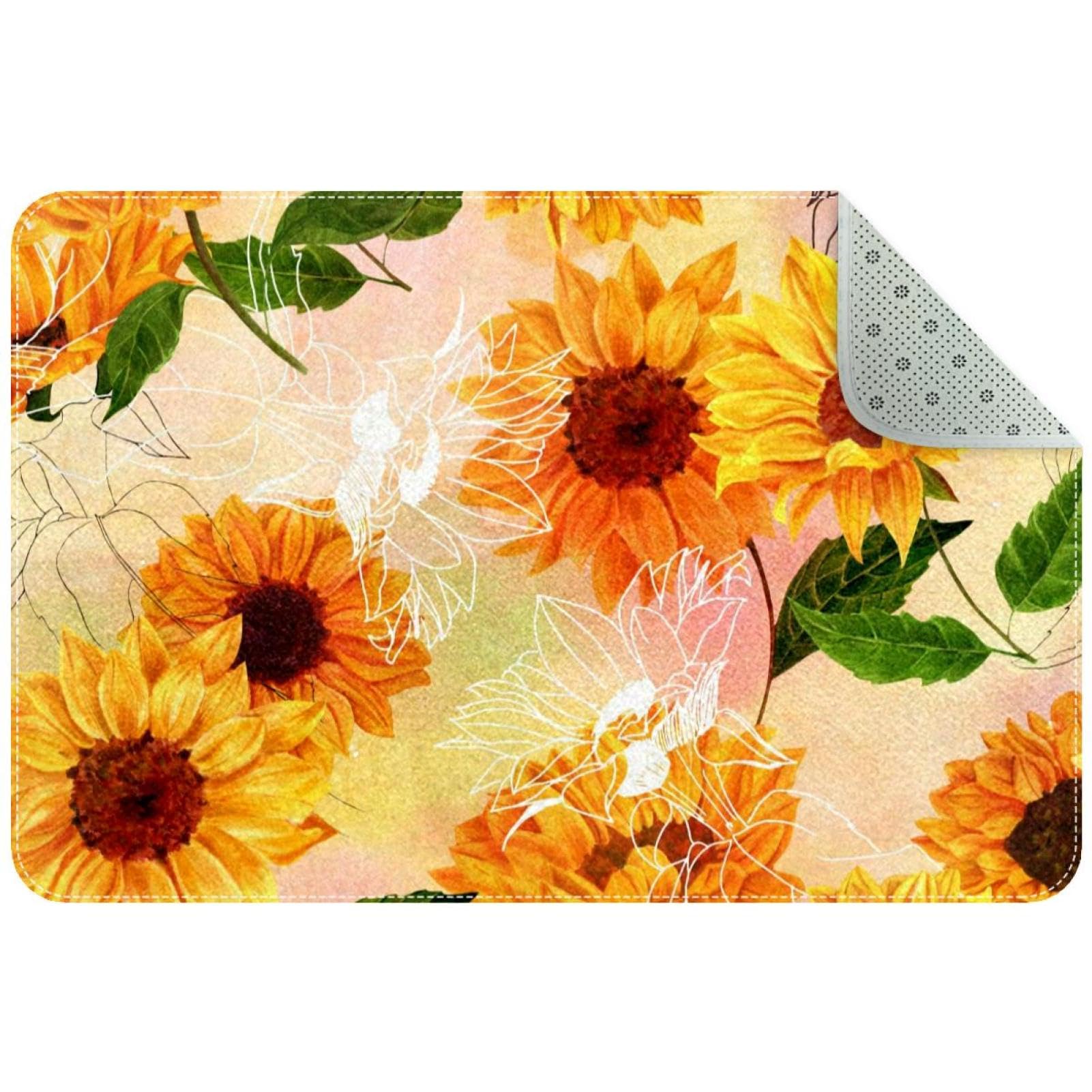 Tapis de porte motif tournesols pour une entrée accueillante et ensoleillée