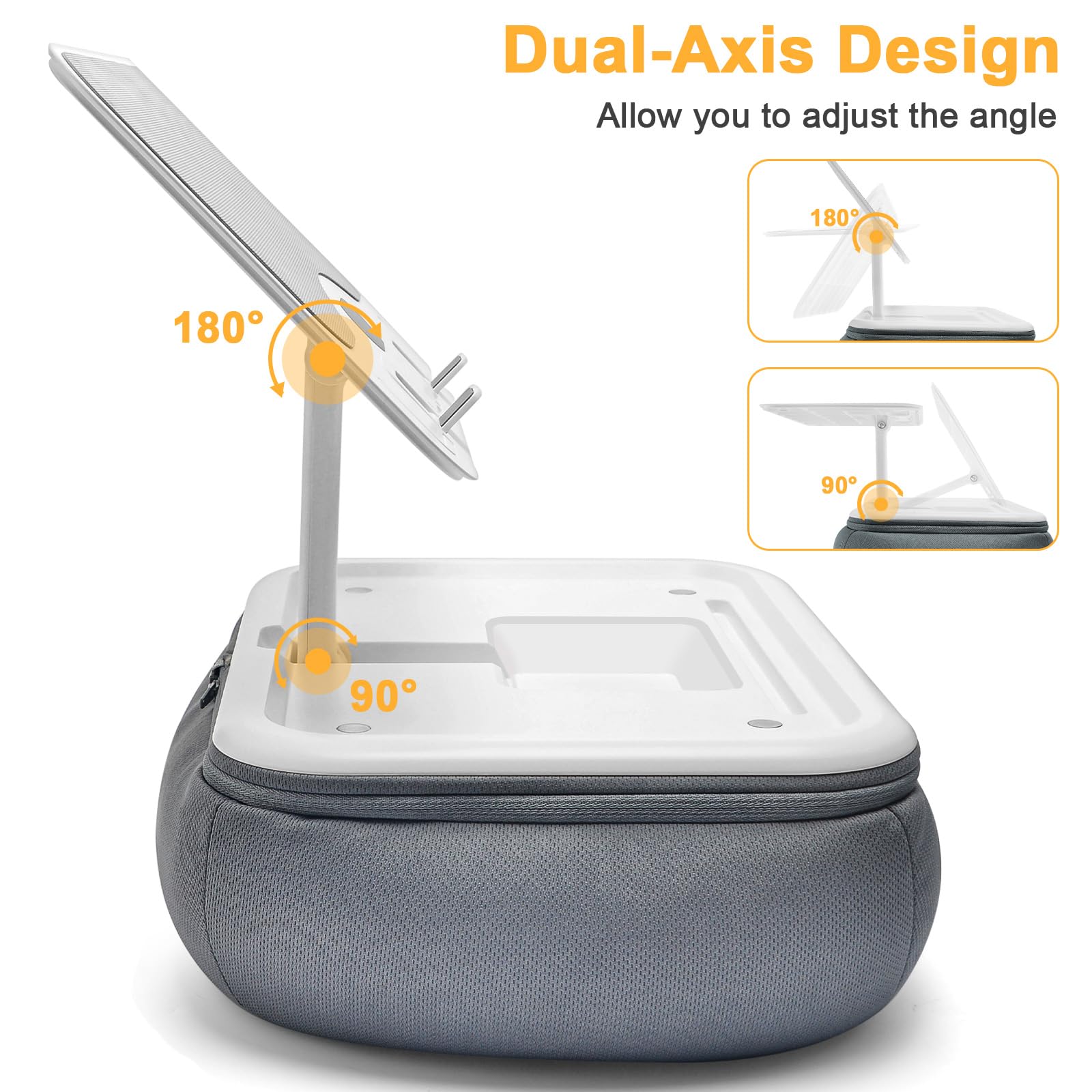 Lap Beanbag Kindle Pillow Stand with Silicone Pad,Angle Adjustable ipad Holder for Bed,Tablet Pillow with Removable Base,Soft Cushion Pillow Stand Compatible with 4.7-13