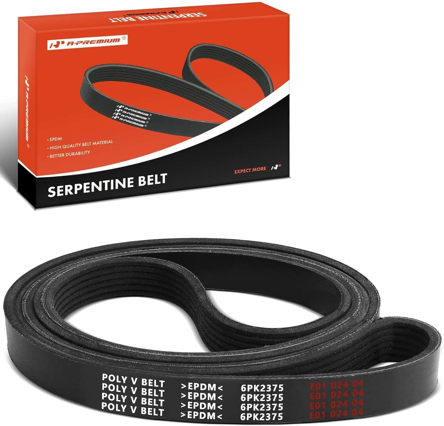 A-Premium Serpentine Belt 93.42 In Heavy-Duty For Ford, Chevy, GMC, Land Rover, Cadillac, Jaguar, Mercedes-Benz, Hummer, Mercury & Saab Vehicles - Explorer, Yukon & More