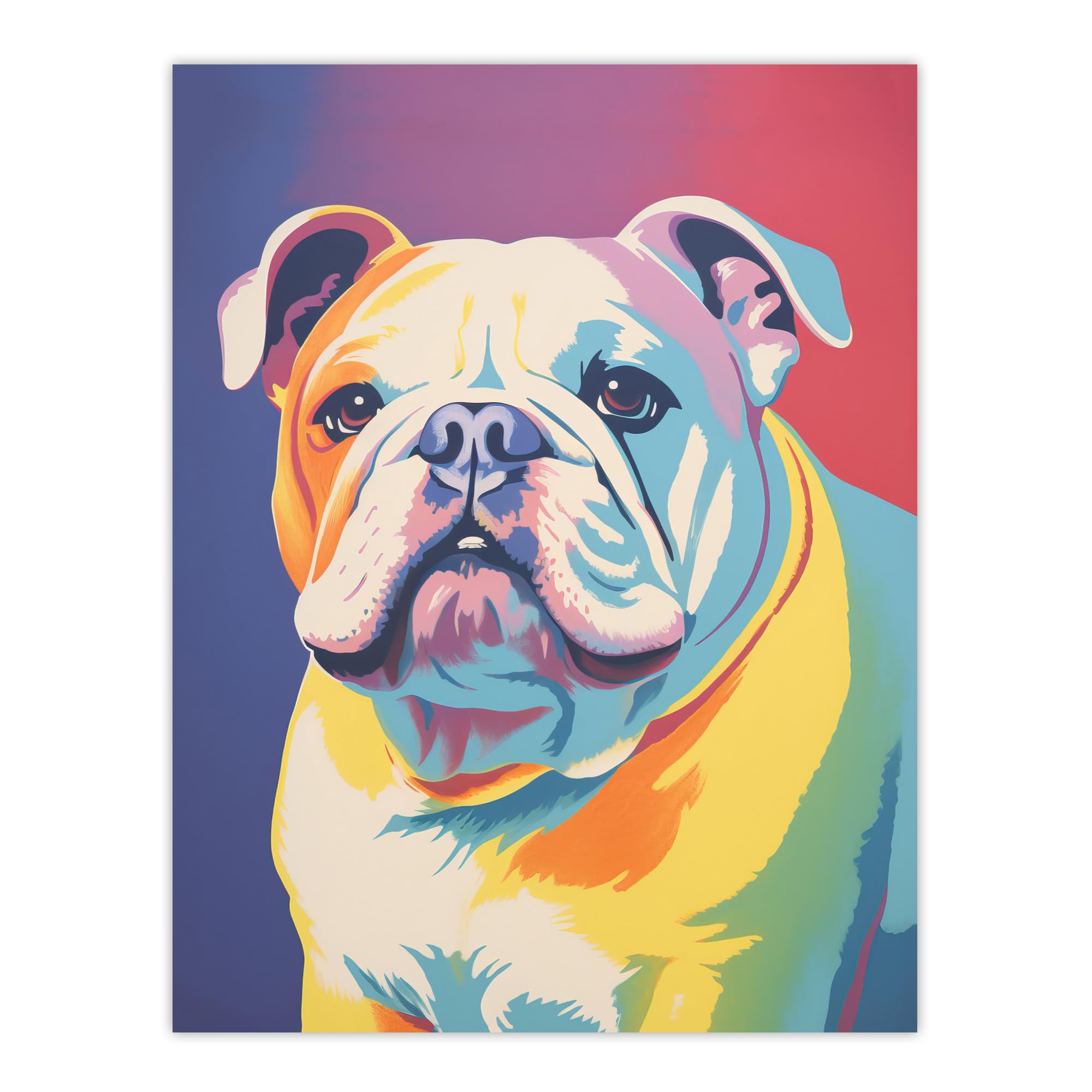 British Bulldog Pastel Tones Screen Print Risograph Artwork Art Poster Print