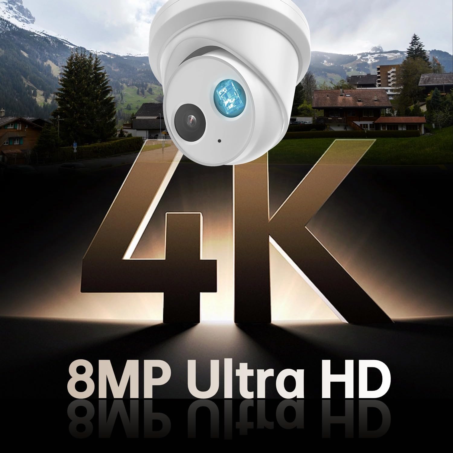 DS-2CD2383G2-IU 4K 8MP IP Camera PoE Turret Camera Outdoor with Human/Vehicle Detection, 2.8mm Lens, Night Vision, IP67, IK10, Built-in Mic, 120dB True WDR, H.265+, International English Version