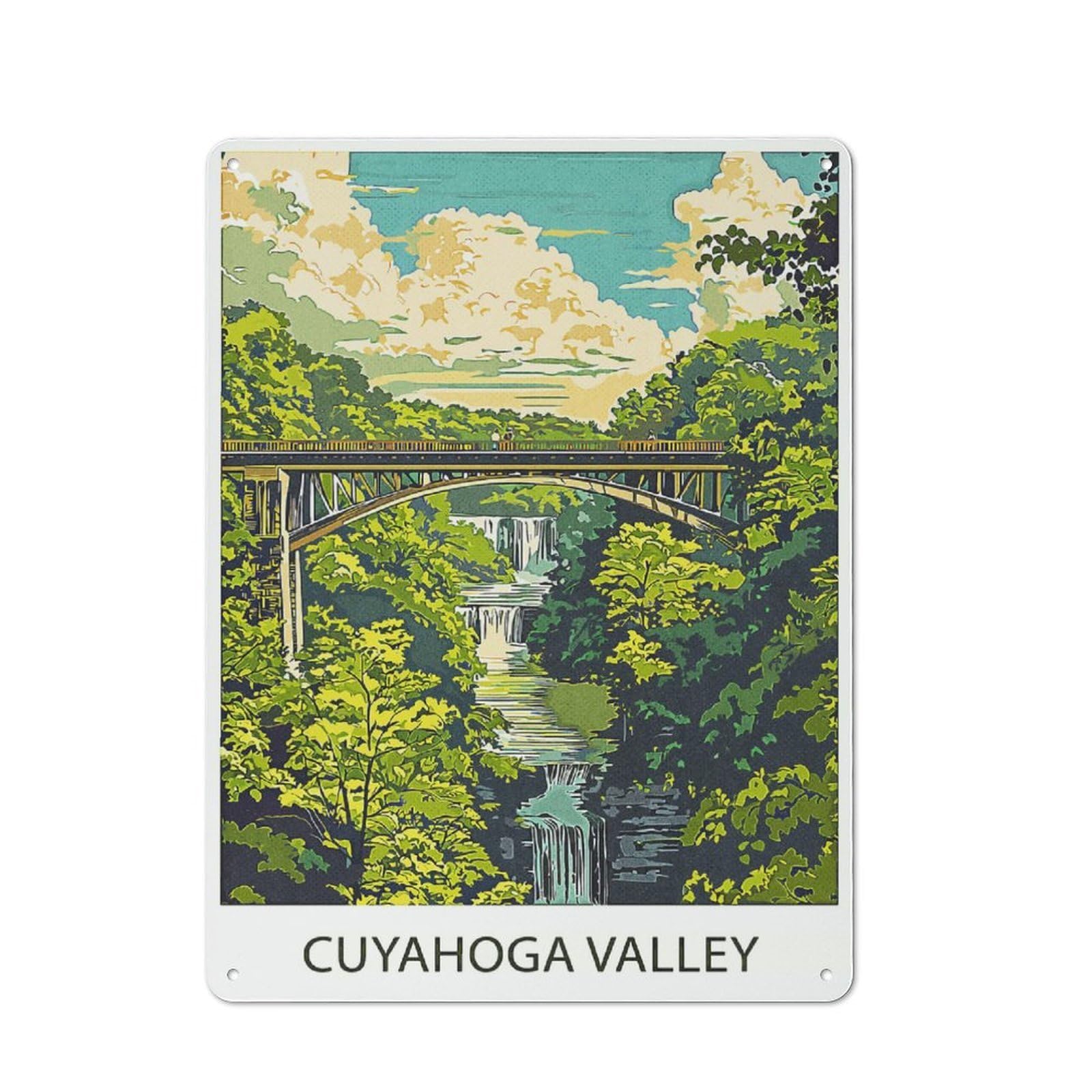 Urban Cuyahoga Valley Waterfall Decorative Metal Plaque 40x30cm, Urban Room Decor for Flat, Bar, Studio Or Gallery Wall