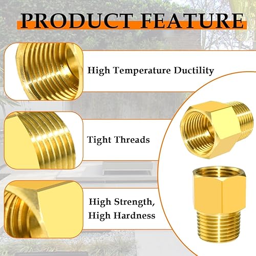 Miniatura 3 de SDTC Tech Paquete de 2 adaptadores de tubo de latón de 12 pulgada NPT macho a 12 pulgada NPT hembra reductor