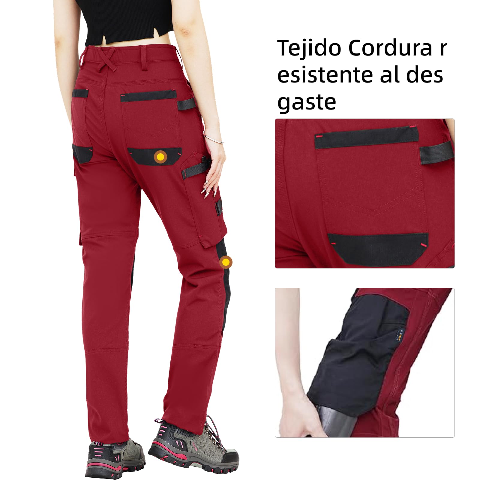 WORK IDEA Pantalón de Trabajo Ajustado y elástico para Mujer: Áreas críticas reforzadas con Cordura - Elegancia Resistente para Las exigencias más Altas.