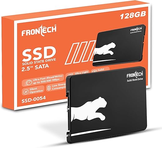 FRONTECH 128GB Internal SSD, 2.5 SATA3, TLC+SMI, Low Energy Consumption, Ultra Fast with Read/Write Speed Upto 500/480 Mbps, (SSD-0054, Black)