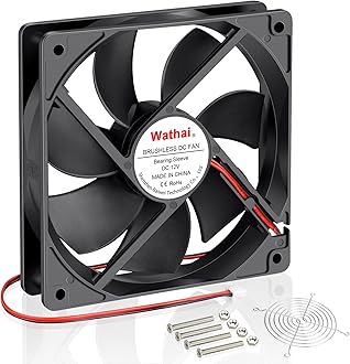 Wathai 120mm 12V 0.45A 2Pin DC Brushless Cooling Fan - 120mm Case Fan - 105CFM Airflow - 3000RPM - 35dBA Noise - 40,000 Hour Lifespan - Easy Install - 120x120x25mm - Desktop, Laptop Compatible