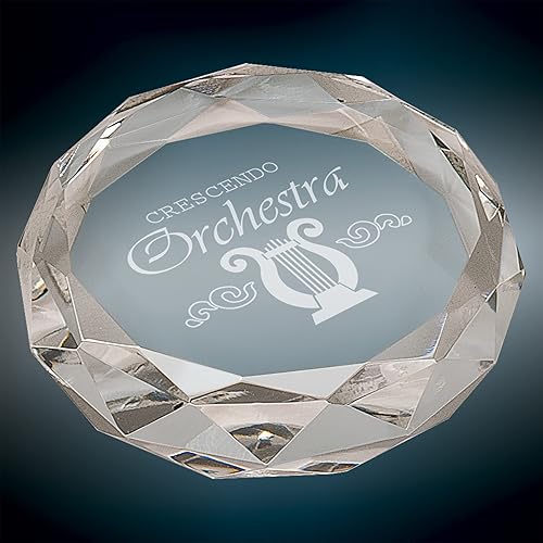 Miniatura 6 de Pisapapeles de cristal redondo transparente personalizado de 3 pulgadas, pisapapapeles de vidrio grabado personalizado para reconocimiento de