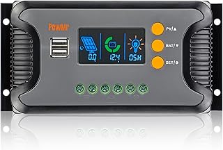 PowMr 30A Solar Charge Controller 48V 36V 24V 12V Auto, Solar Panel Regulator with Backlit Display, Dual USB Port, Compatible with Lead-Acid and Li Batteries