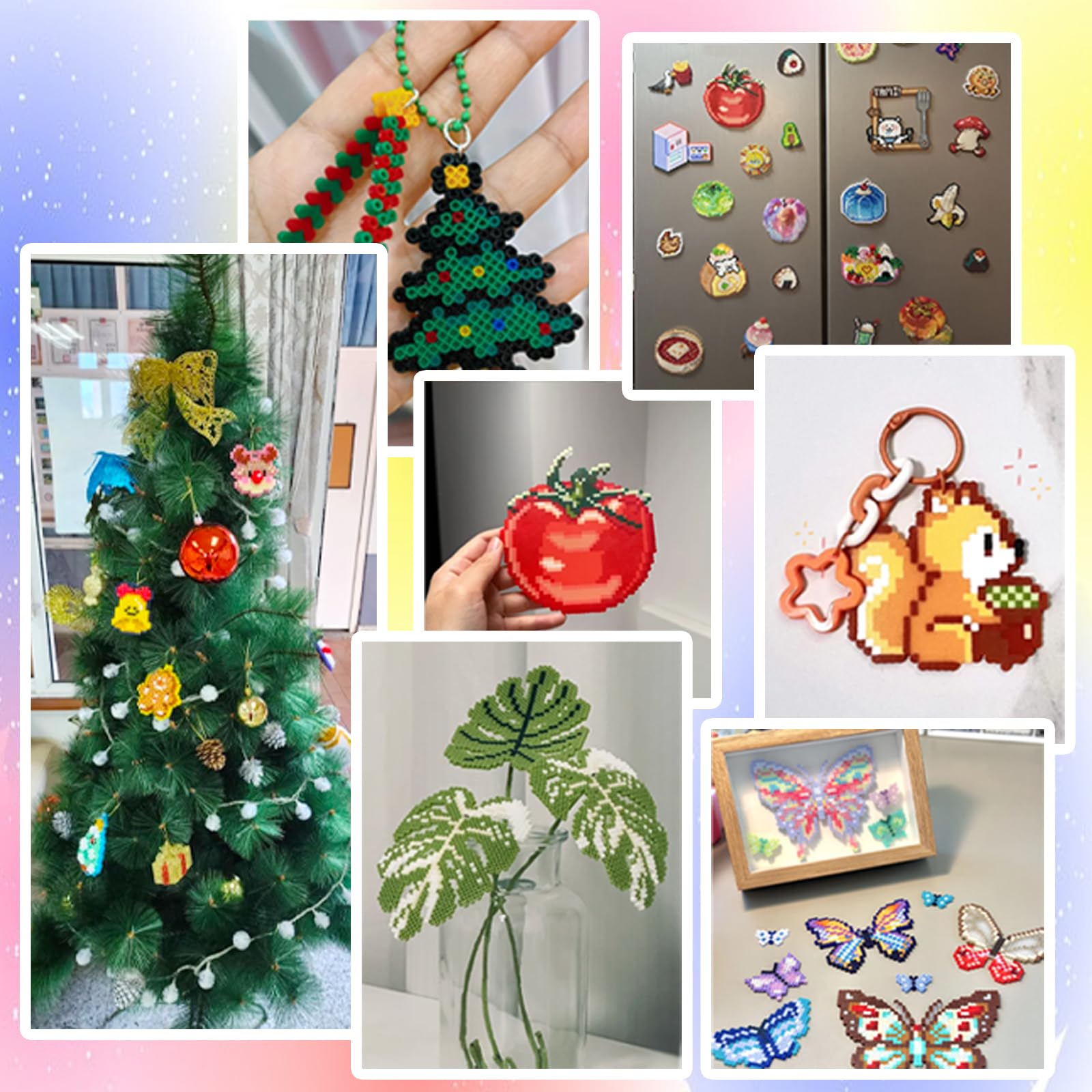 Cuentas Para Planchar, 11000 Piezas 5MM Abalorios Fusibles de 20 Colores Set con Caja de Almacenamiento, Guía del Usuario, Diseño DIY de Joyas.Kit Manualidades Niños, Regalo Navidad y Cumpleaños