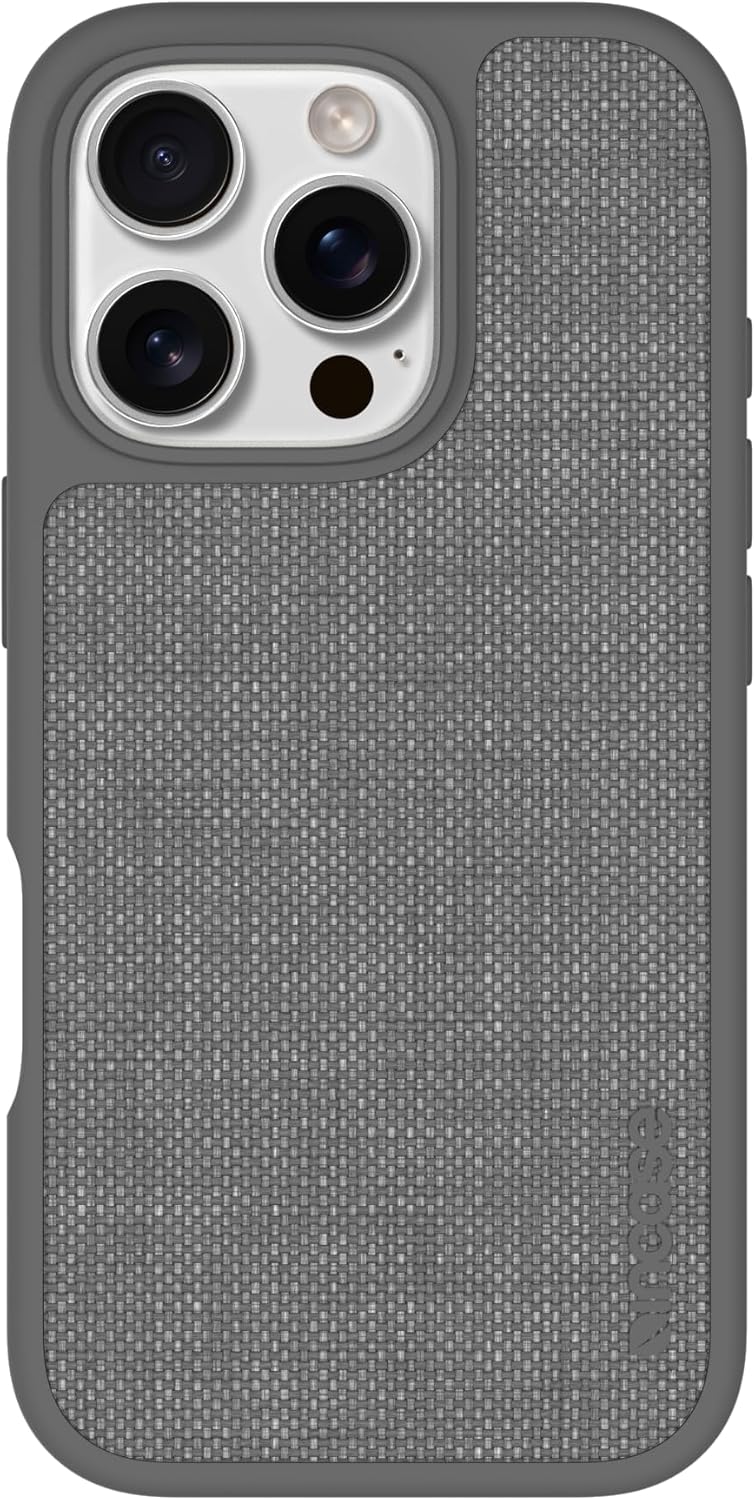 Incase ICON Case with Woolenex for iPhone 16 - Durable, Protective, Lightweight, Water-Resistant, Scratch Resistant with Wireless Magsafe Charging - Asphalt Woolenex