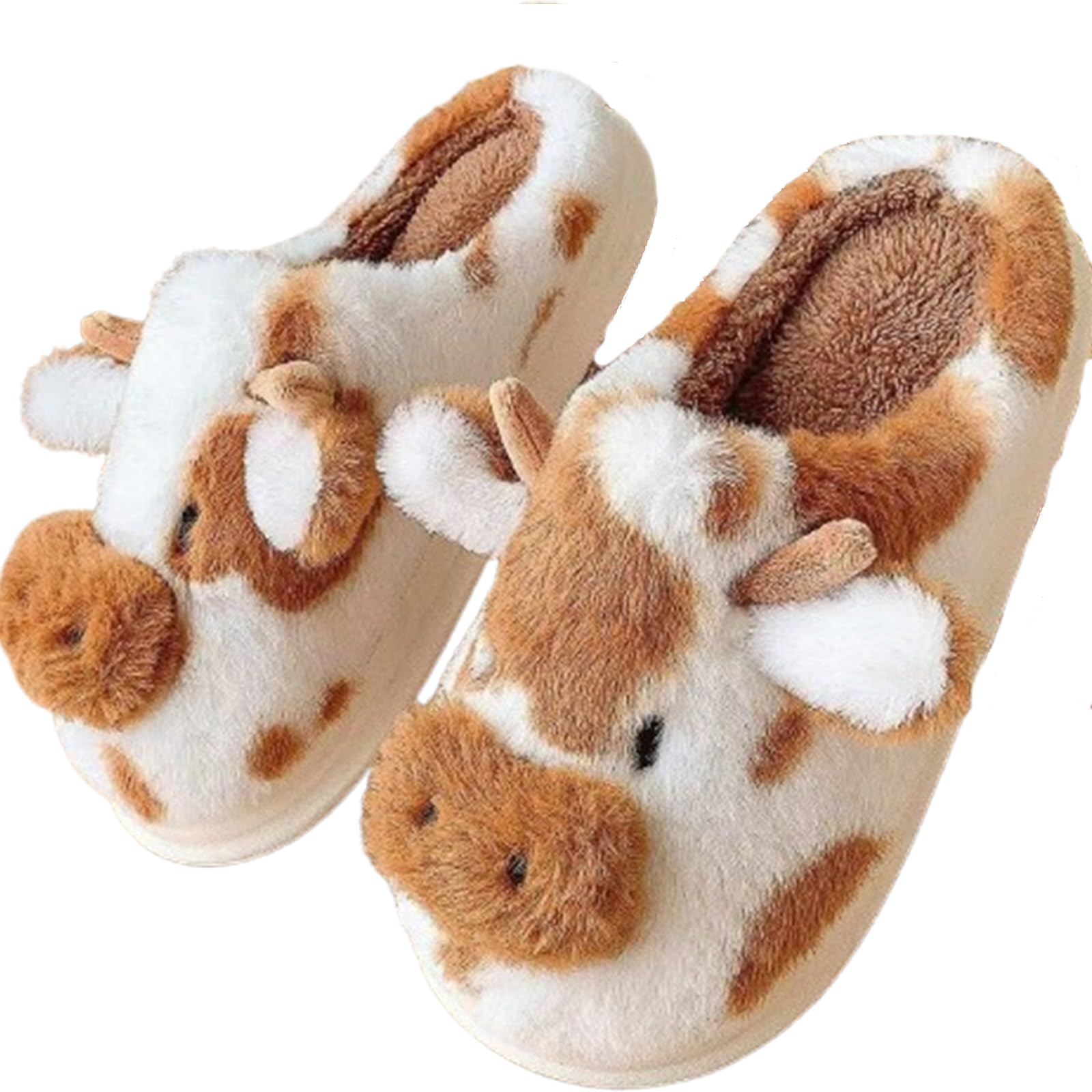 Cartoon Cow Cotton Slippers Cute Cozy Fuzzy Animal Slippers For Women Men Winter Warm Plush Comfy Indoor Outdoor