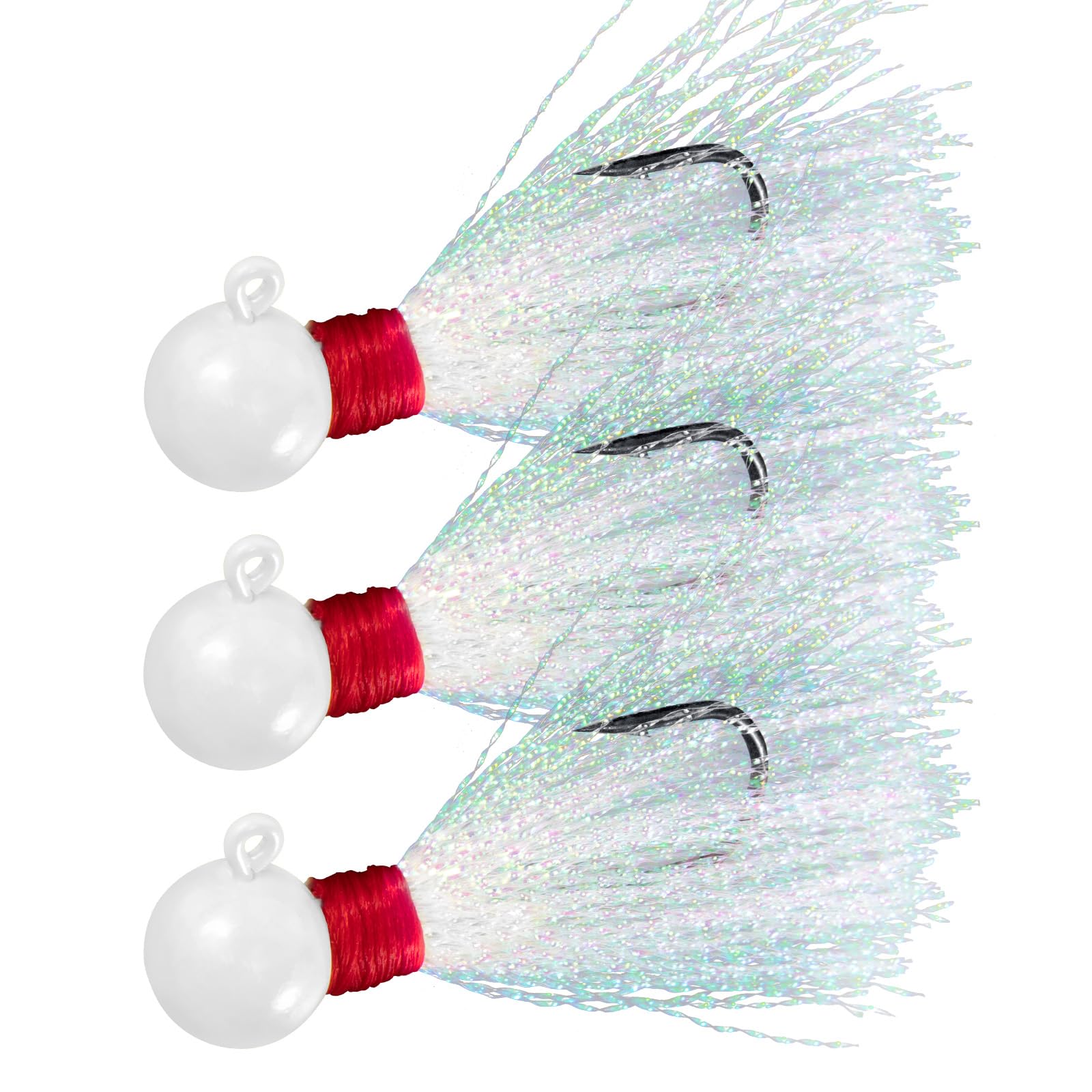 Dr.Fish 10 Pack Round Ball Jigs Saltwater Pompano Surf Fishing Jig Heads Swimbait Walleye Striper Flounder Mackerel