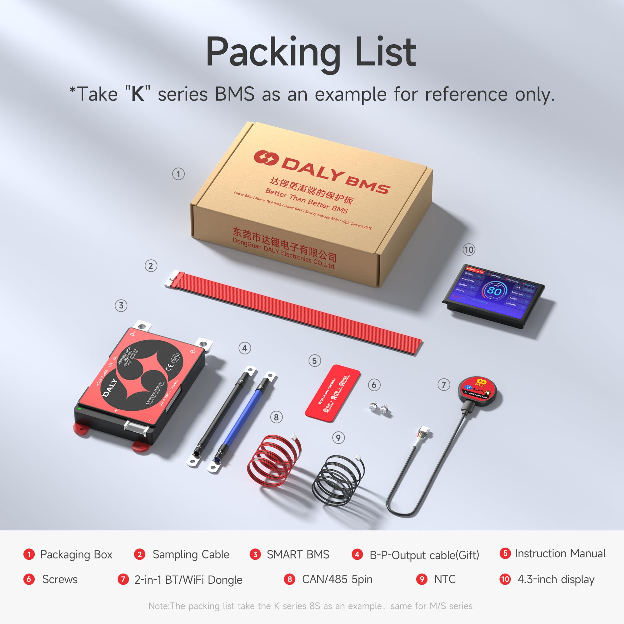 DALY BMS 12V 4S 200A - BMS Inteligente con Pantalla táctil LCD de 4,3 Pulgadas, módulo WiFi Bluetooth Compatible con RS485 Can para LiFePO4 de 12V Energía para Casas rodantes