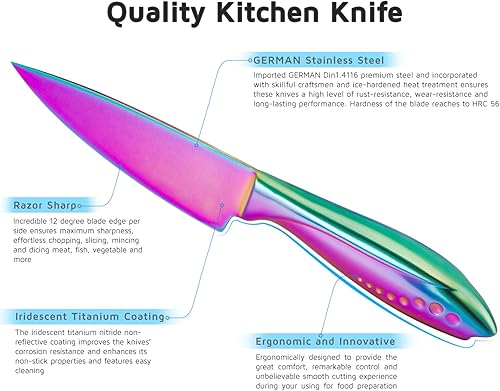 Miniatura 7 de WELLSTAR Cuchillo de chef, cuchillo de chef de cocina de 6 pulgadas, cuchillo de cocina afilado de acero inoxidable de alto carbono para carne,