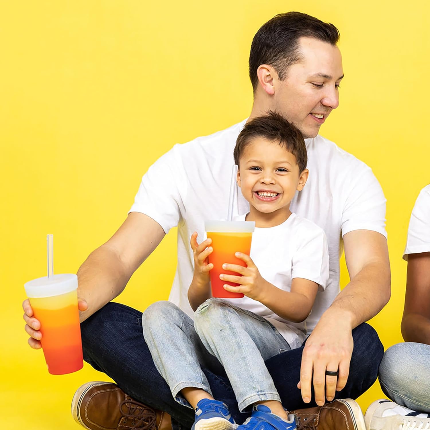 Silipint: Straw Tumber 22oz: 2 Pack - Marigold -Silcone Travel Cup, Airtight Lid, Unbreakable, Hot/Cold Drinks, Dishwasher-Microwave-Freezer-Oven Safe