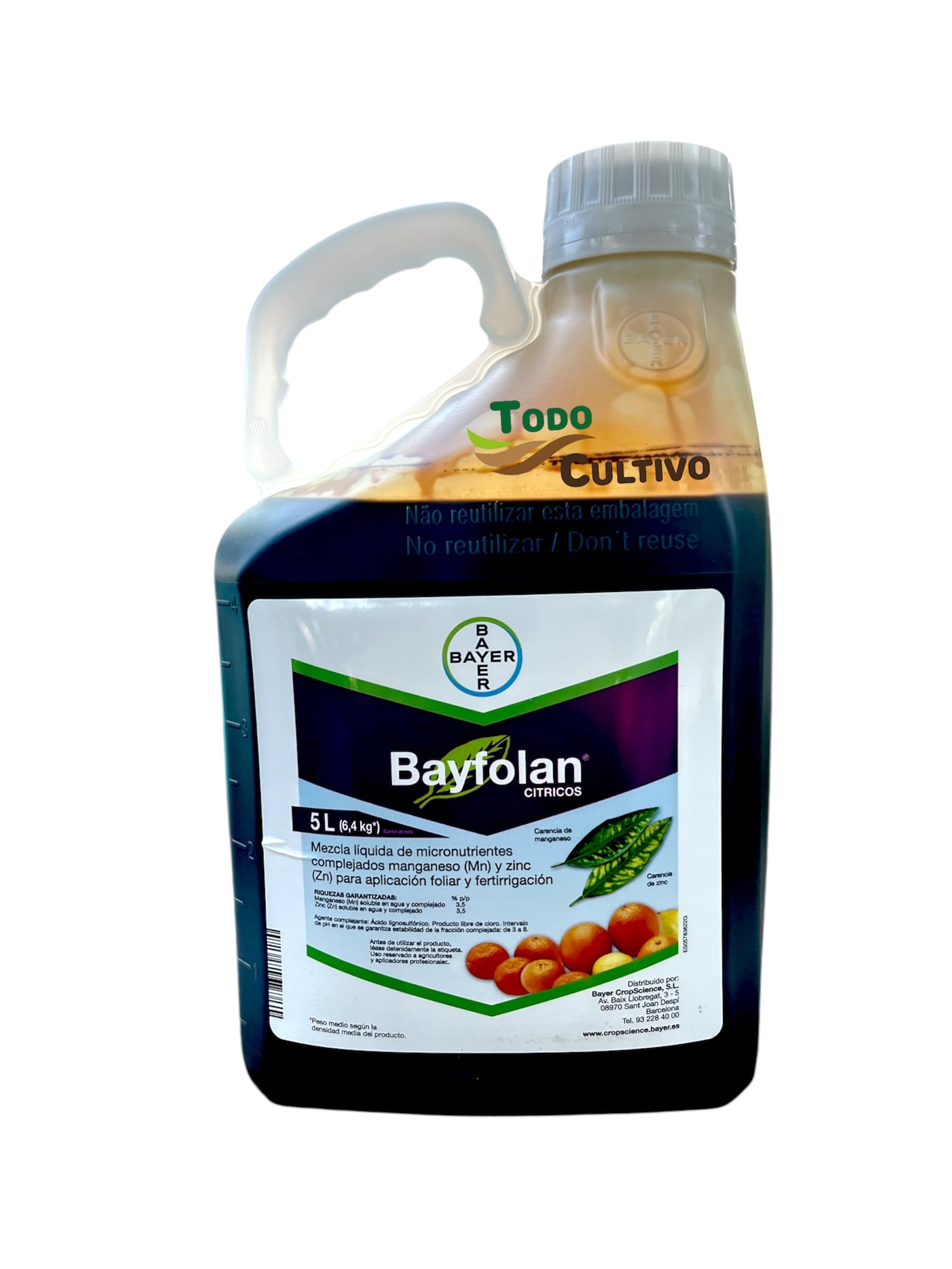Abono foliar especial cítricos 5 litros. Bayfolan citricos. Abono de máxima calidad y resultados notables.