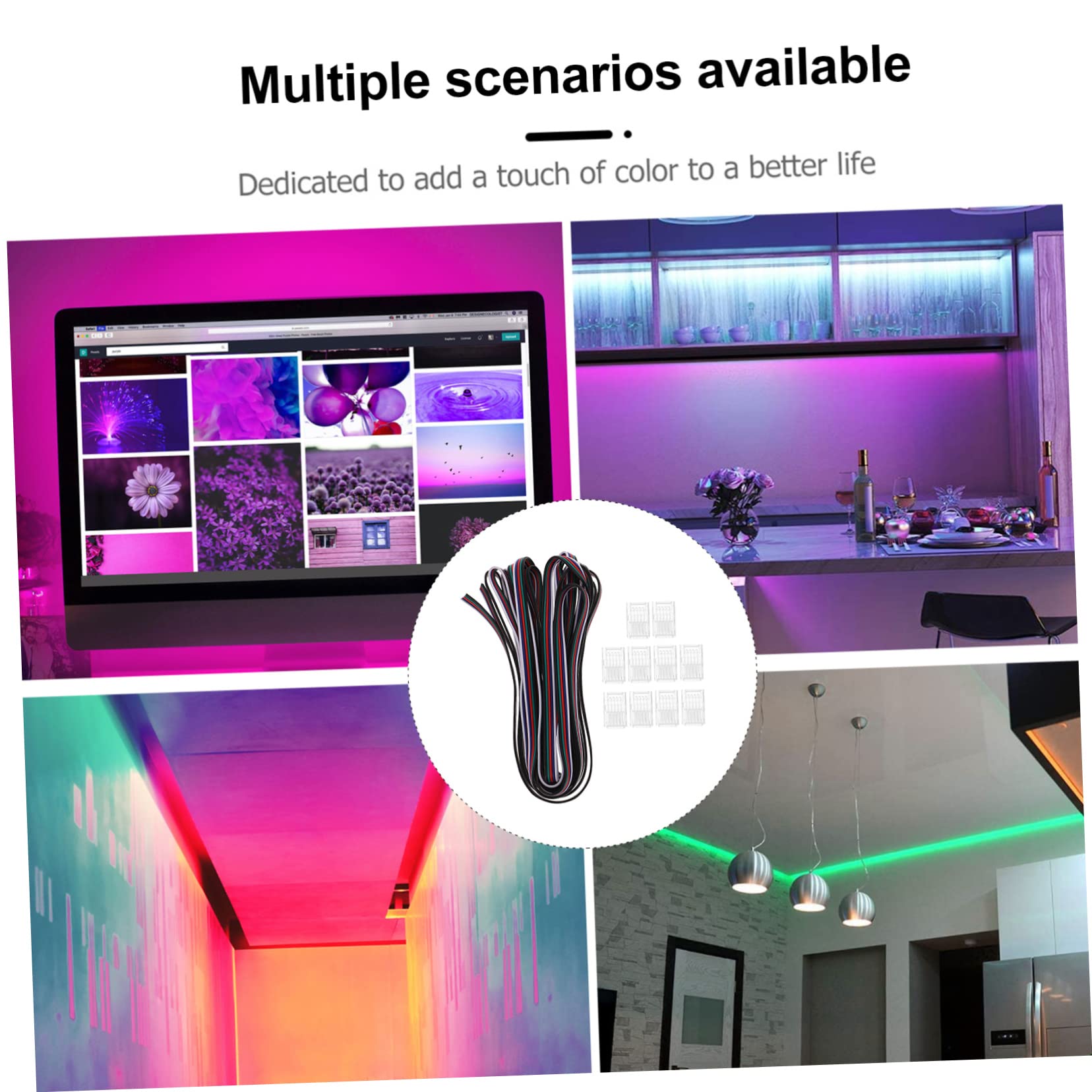 OUNONA 3 Set Connettori LED Saldabili Pin Kit Collegamento per Strisce LED Rgb Facile Installazione e Design Stabile Connettori Cavo Flessibile