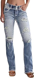 Flamingals Distressed Bootcut Low Rise Jeans Ripped Flare Jeans for Women | Jeans Denim Pants, Bootcut Jeans for Women, Low Waist, Denim Fabric, Ripped