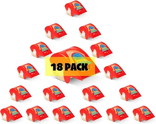 Cinta de embalaje con dispensador, paquete de 18 cintas de embalaje silenciosas de 1.96 pulgadas x 27 yardas para envío y reparación de cinta móvil