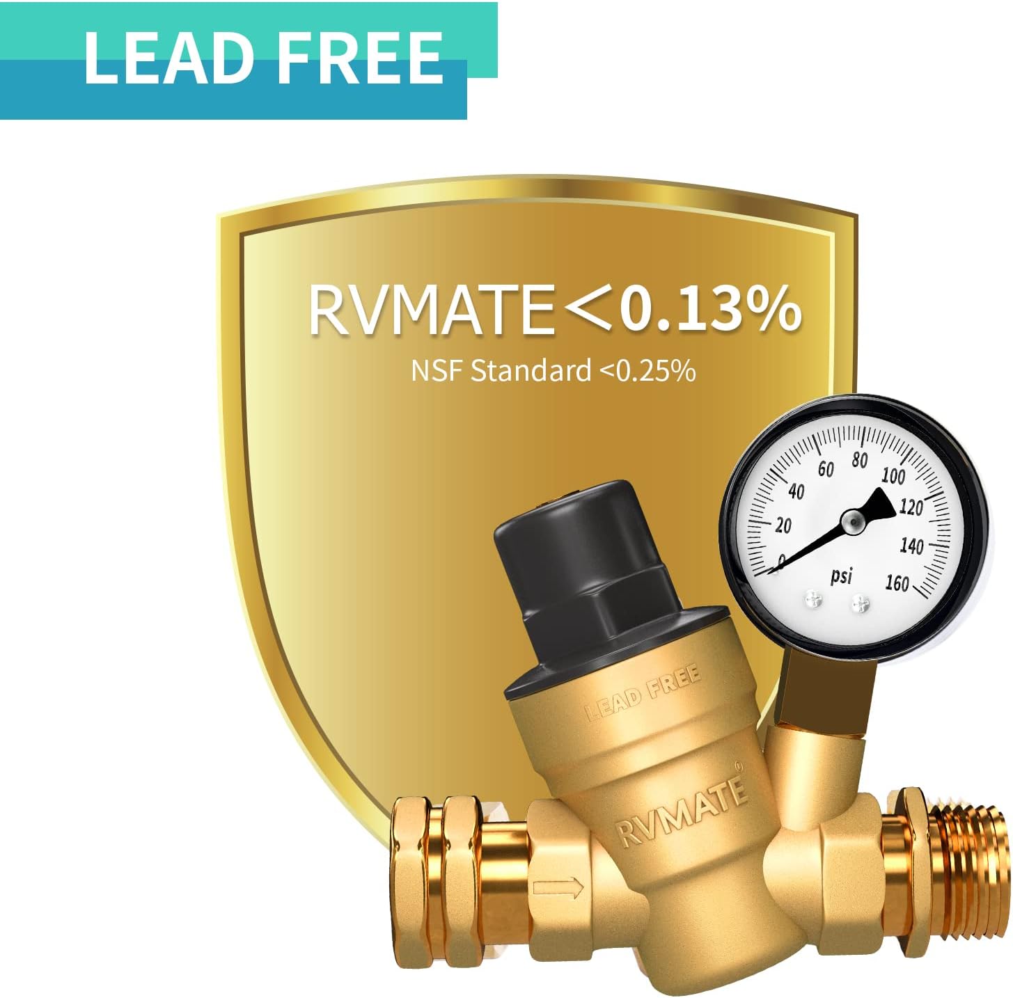 RVMATE Water Pressure Regulator, Brass Lead-Free Water Pressure Reducer Kit, Adjustable Valve with Inlet Screened Filter, for Camper Travel Trailer : Automotive