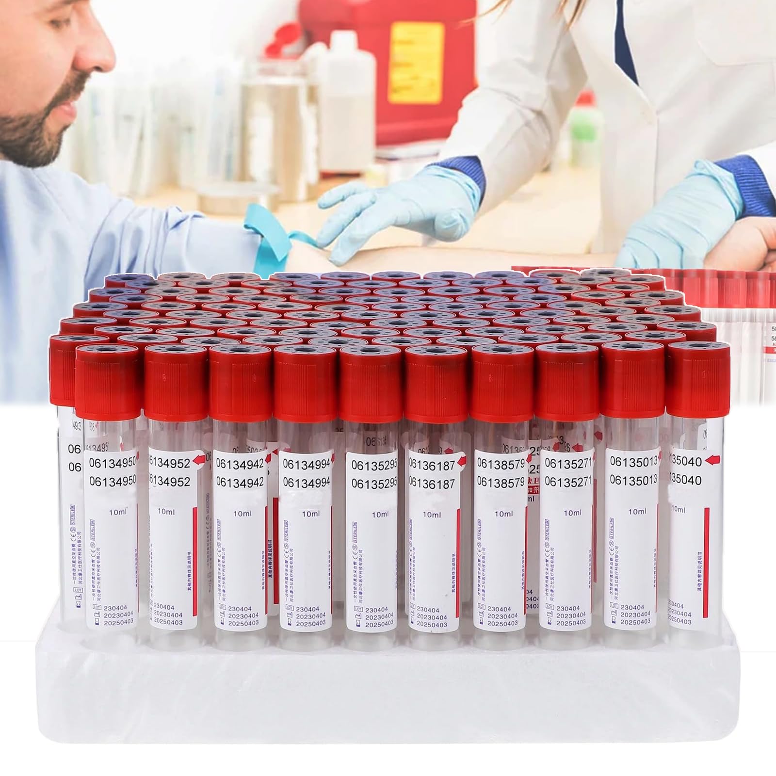 100 provette per la coagulazione del sangue sotto vuoto, provette per la raccolta del sangue da laboratorio da 3/5/10 ml, materiale PET, facili da usare, sangue venoso, per laboratori,10ml