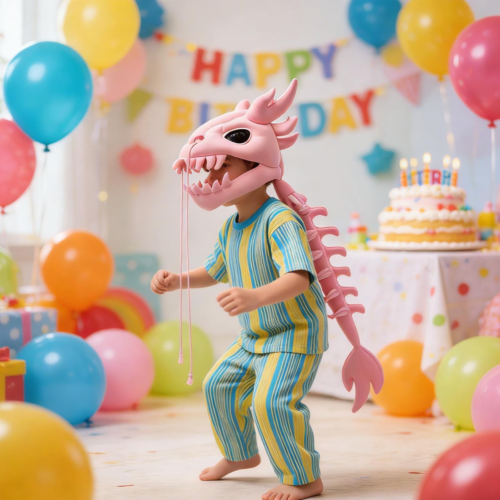 Générique Kostium zwierzęcy szkieletu dinozaura, akcesoria głowy czaszki i kręgosłupa 3D, realistyczny i zabawny strój dla dorosłych, przebranie na imprezę cosplay na Halloween
