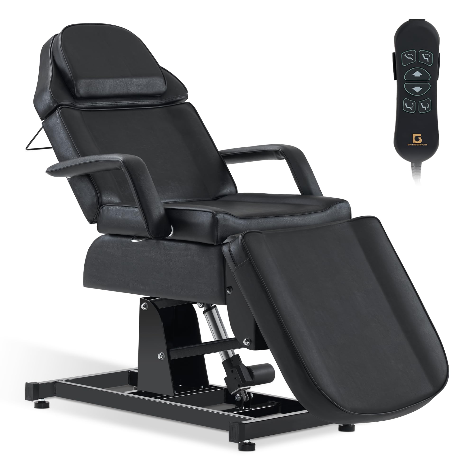 Barberpub Kosmetikliege Elektrisch, Massageliege Klappbar & Höhenverstellbar, Tattoo Liege mit 3 Motoren, Massagetisch für SPA Salon 0751 (Schwarz)