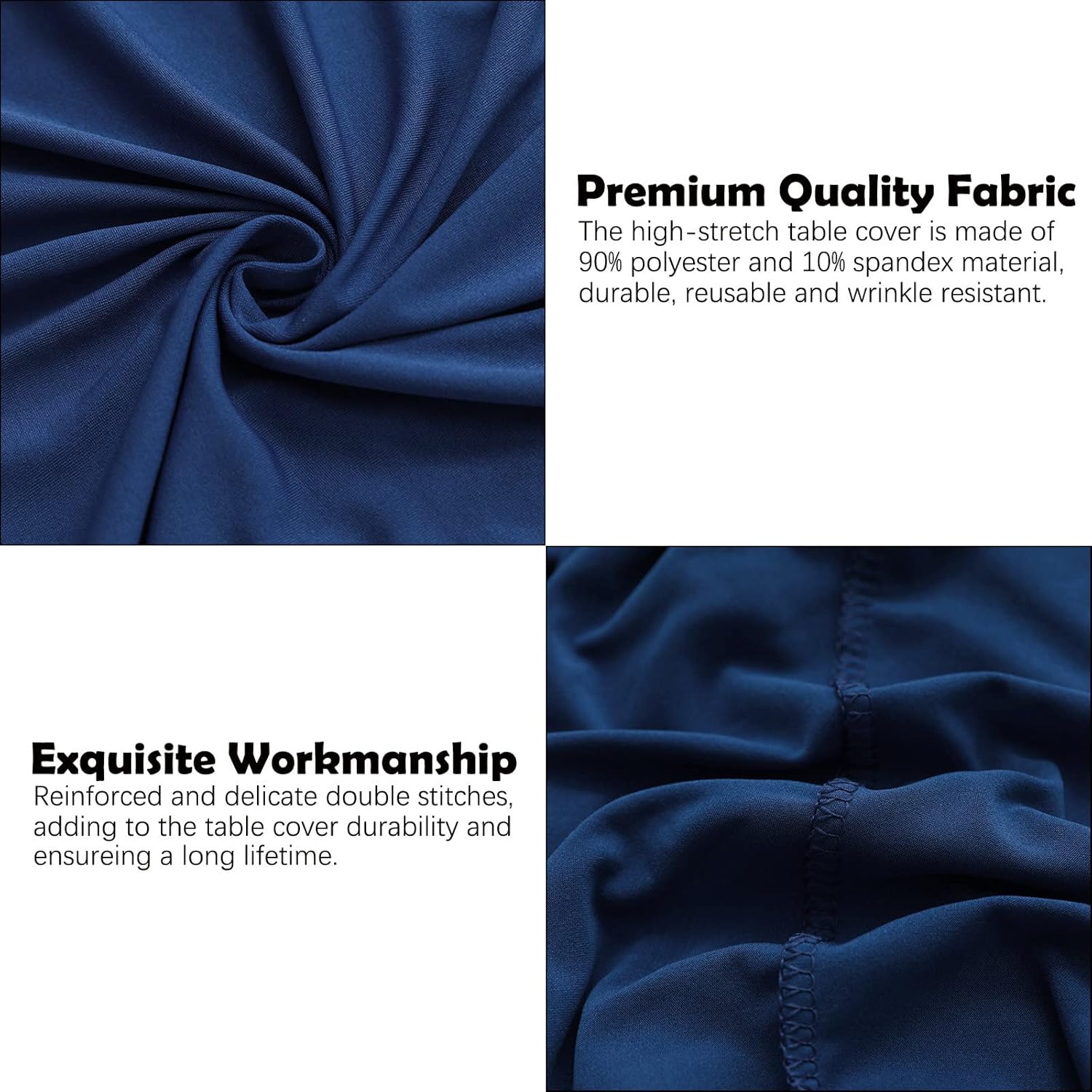 2 Pack 32x43 Inch Navy Blue Spandex Cocktail Table Covers, Fitted Round Cocktail Tablecloth, Stretch Highboy Table Cover Cloth for Wedding, Party, Banquet, Event