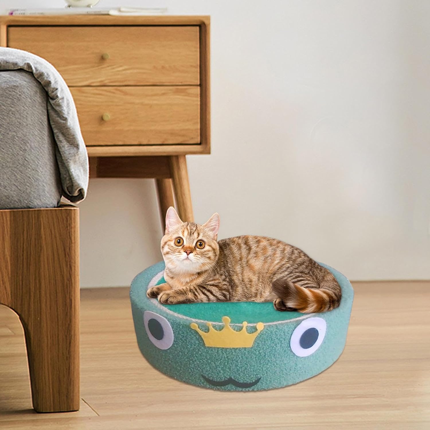 review Cats Scratcher Bowl Scratching Lounge Bed Round Bowl Scratcher Board Scratch Pad Nest for Kitty, Grinding Claw, Furniture Protection, Sleeping, Frog Green