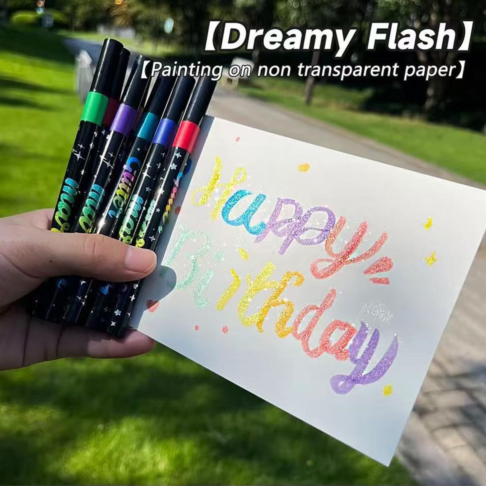 Set pennarelli glitter creativi con design a doppia estremità, penne artistiche per disegnare, schizzi e schizzi progetti dettaglio artigianale
