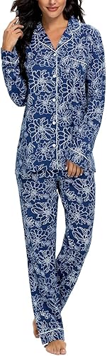 Tugege Pajamas Set Long Sleeve Sleepwear Womens Button Down Nightwear Pj Sets
