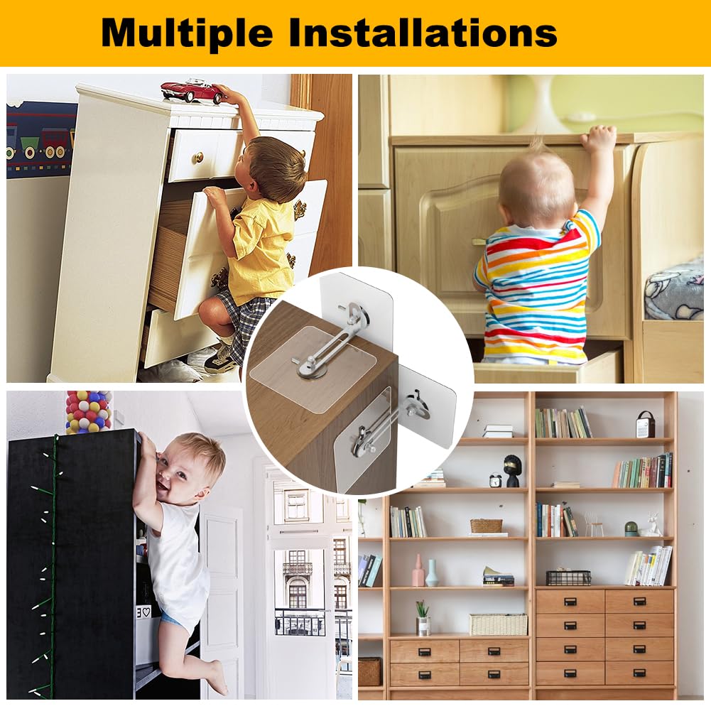 Anti-Basculement pour Meubles, 6 Paquets Adhésifs Dispositif Anti-Basculement de Meuble Sangles de Meubles Kit de Sécurité Anti-Basculement Meuble Protection des Enfants et des Animaux (6 Paquets)