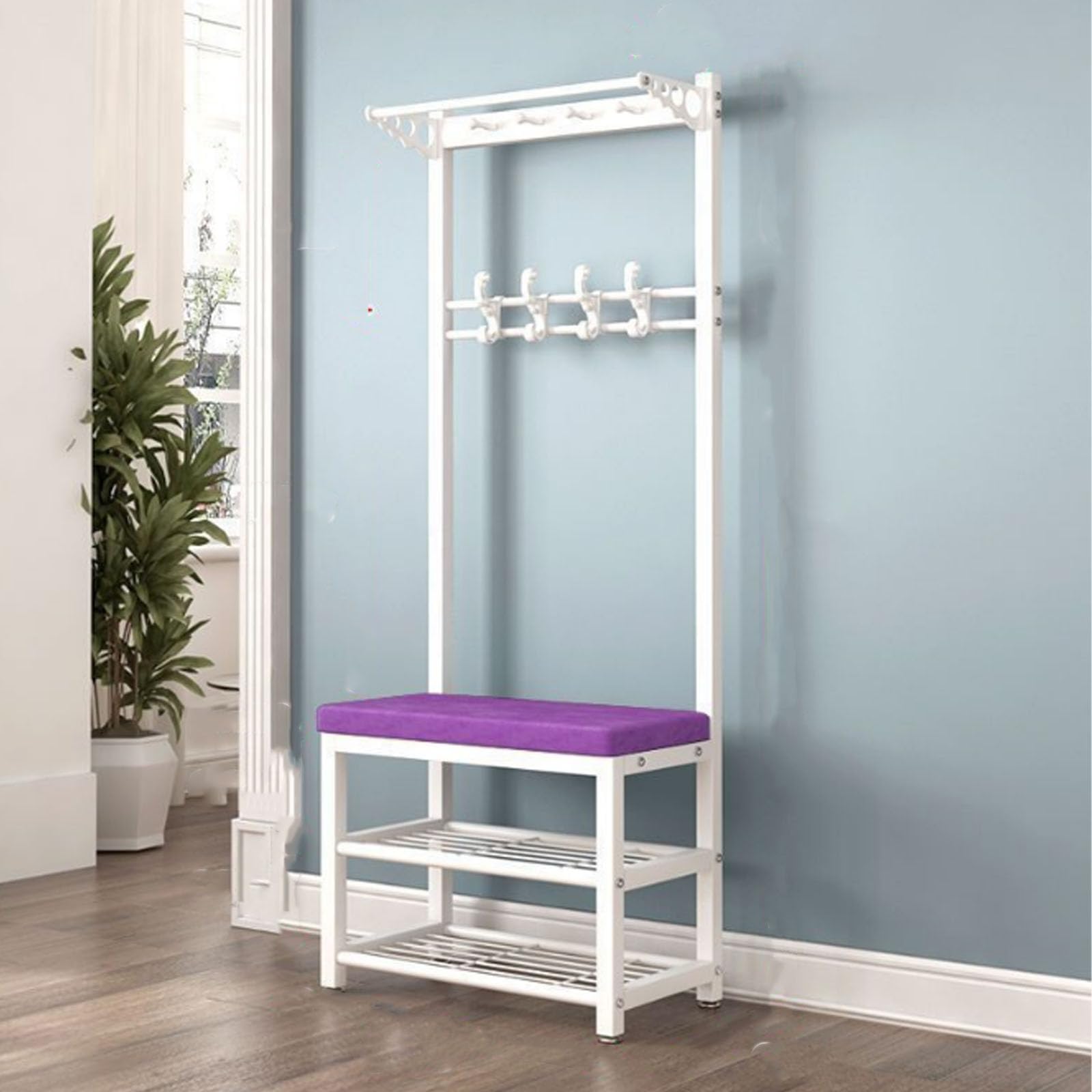 FGXHHS Entryway Hall Tree with Bench & Shoe Storage, Metal Coat Rack Hooks, Stylish Hallway for Living Room, Size: 80cm, Color: D