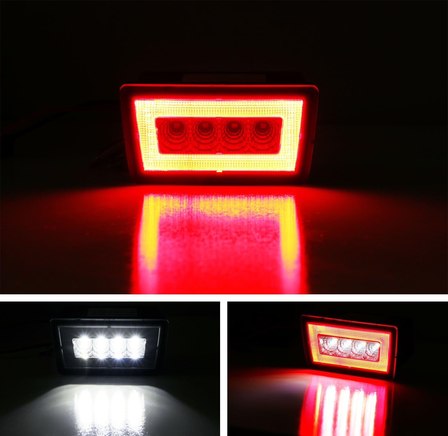 iJDMTOY Clear Lens w/Red Reflector 3-In-1 Full LED Rear Fog Light Compatible With Subaru Impreza WRX/STI, Crosstrek, Function As Tail/Brake Lamp, Backup Reverse Light (Include Mounting Bracket)