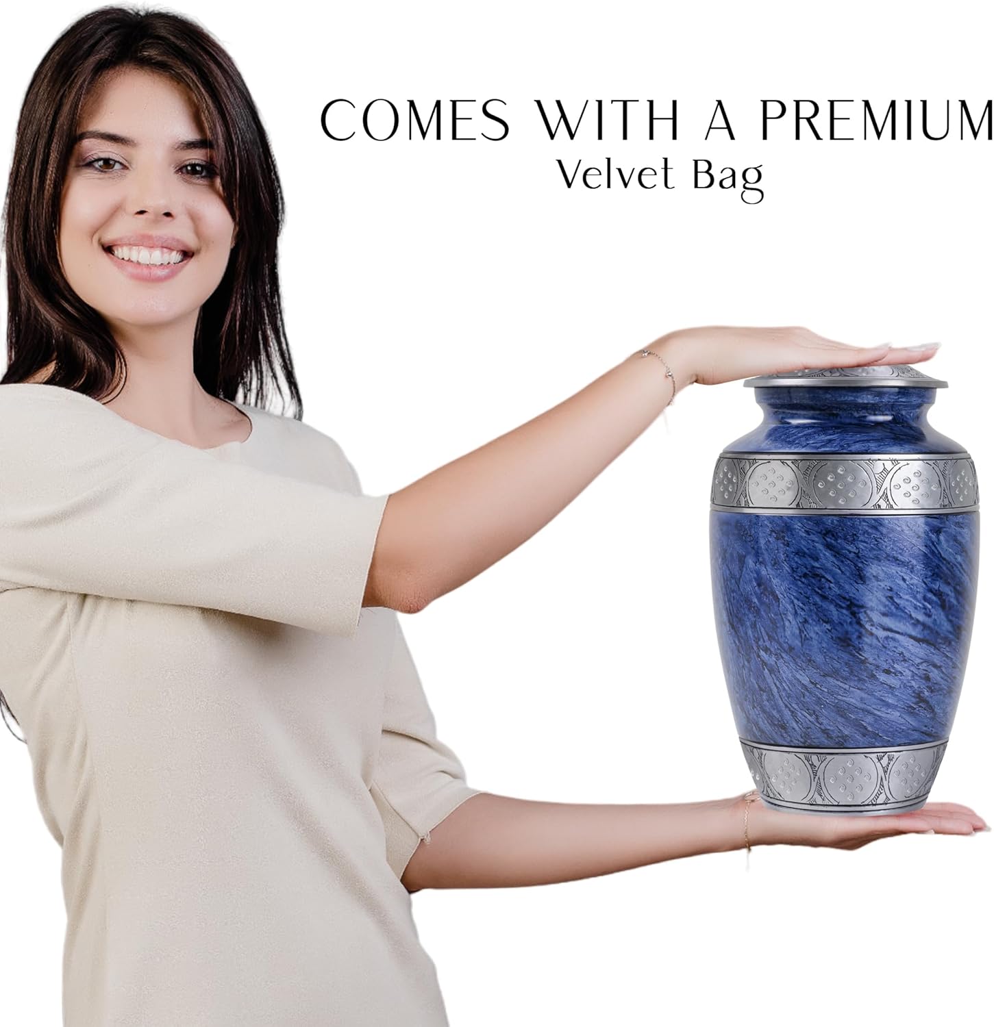 YATSKIA Blue Urn for Ashes Adult Male and Female, Cremation Urns for Human Ashes, Funeral Urns, Burial Urn Ash Holders for Human (Large, 10 Inch)