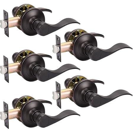 KNOBWELL 4-Pack Matte Black Interior Door Handles - Passage Levers For Hallways & Closets, No Key, Reversible For Left/Right Doors