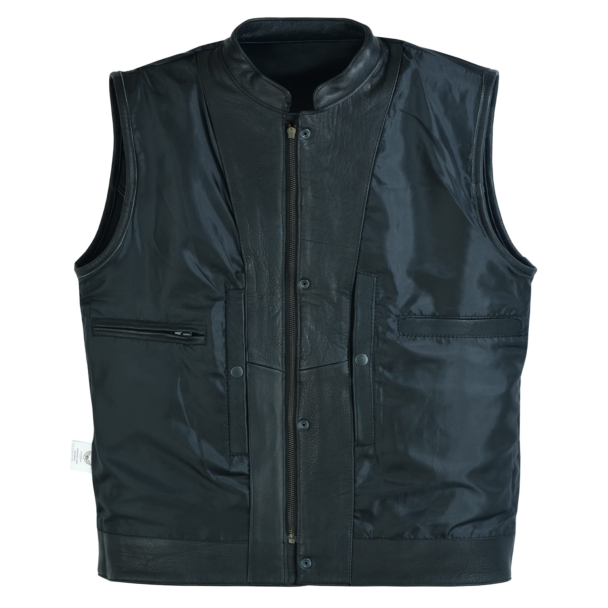 Leatherick Gilet de Moto en Cuir de Vache de qualité supérieure Anarchy pour Homme Noir