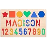 Gowelly Personalized Wooden Name Puzzle for Kids, 1st Birthday Gifts, Easter Basket Stuffers for Babies, Custom Christmas Easter Gifts for Baby Boy & Girl, Educational Learning Toys for Toddler 1-3