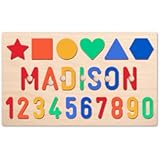 Gowelly Personalized Wooden Name Puzzle for Kids&comma; 1st Birthday Gifts&comma; Easter Basket Stuffers for Babies&comma; Custom Christmas Easter Gifts for Baby Boy & Girl&comma; Educational Learning Toys for Toddler 1-3