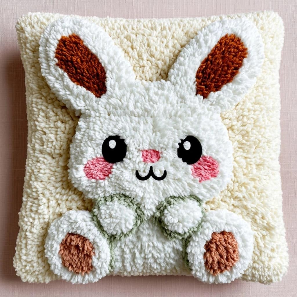 Taxpy Latch Hook Cushion Kit for Beginners Rabbit